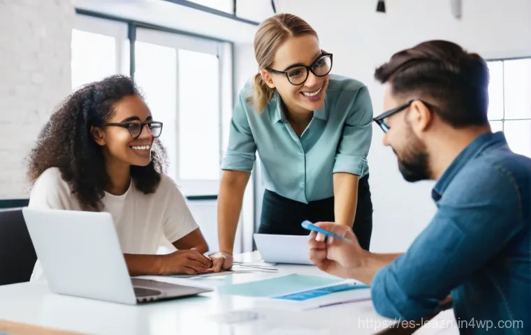 자기 주도 학습의 피드백 받는 법 - **Prompt:** A diverse group of creators and learners gathered in a bright, modern co-working space. ...