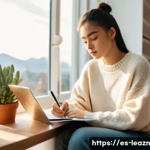 Home 27 자기 주도 학습을 위한 전략적 계획 수립 - **Prompt:** A young woman, around 18-20 years old, with a determined and thoughtful expression, is s...