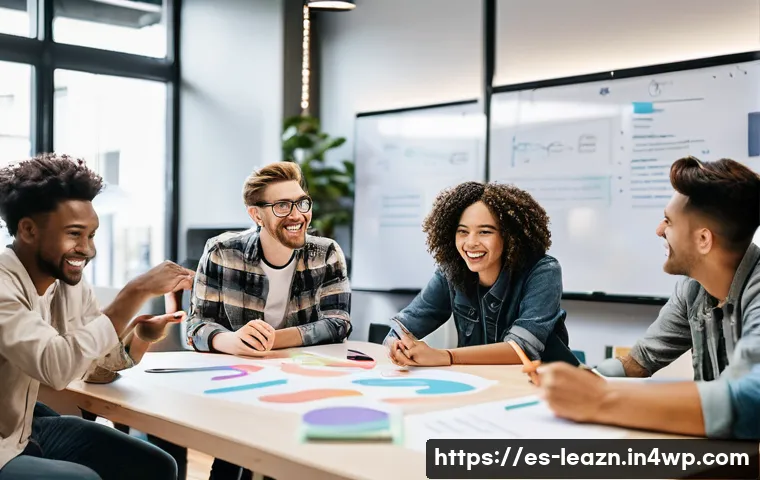 자기 주도 학습을 위한 협업 기술 - **Prompt:** A diverse group of young adults (ages 20-35, representing various ethnicities and gender...