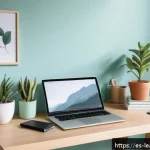 Home 20 자기 주도 학습을 위한 집중력 훈련법 - A bright, organized study space in a modern Spanish apartment featuring a wooden desk near a large w...